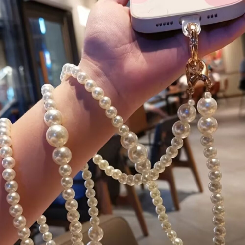 Signed Artificial Pearl Mobile Phone Lanyard. NWT